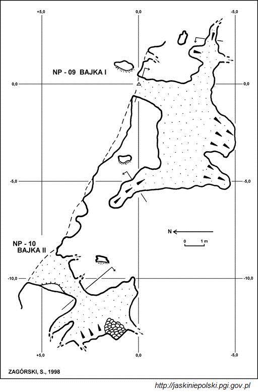 Jaskinia Bajka I i Bajka II - plan jaskiń